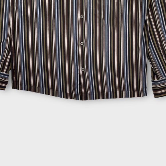 Hugo Boss Shirt Mens Large Multicolor Striped Made in Italy Mercerized Cotton - Picture 6 of 14
